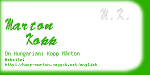 marton kopp business card