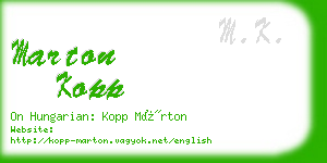 marton kopp business card